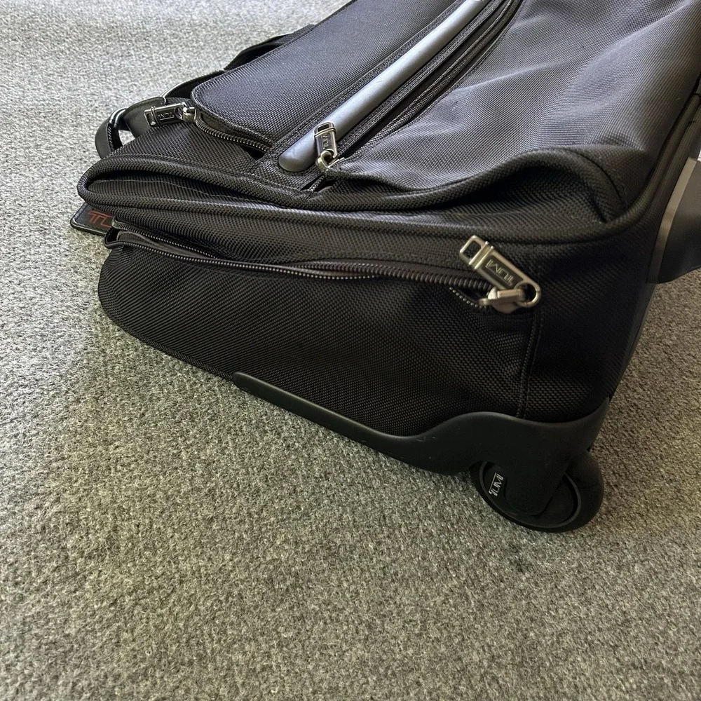 TUMI Alpha Wheeled Compact Computer Brief Black Ballistic Nylon Rolling 26102